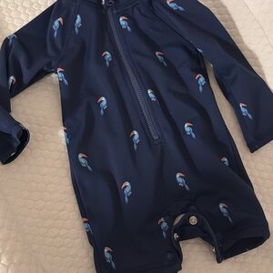 Janie and Jack Navy Rashguard with Parrot Design